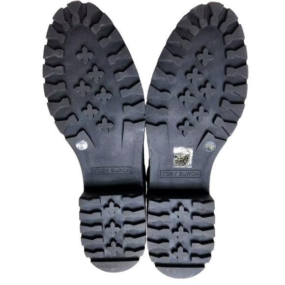 TORY BURCH Quilted Leather Combat Boots NEW! Sz 10.5 Lace Up Zip Black Copper - Picture 10 of 11